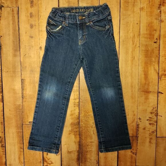 Janie and Jack Jeans size 4 boys grey cuff adjustable waist - Picture 1 of 8